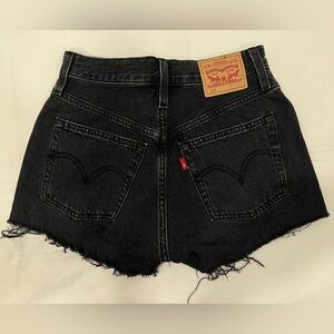 Levi’s black denim cutoff shots